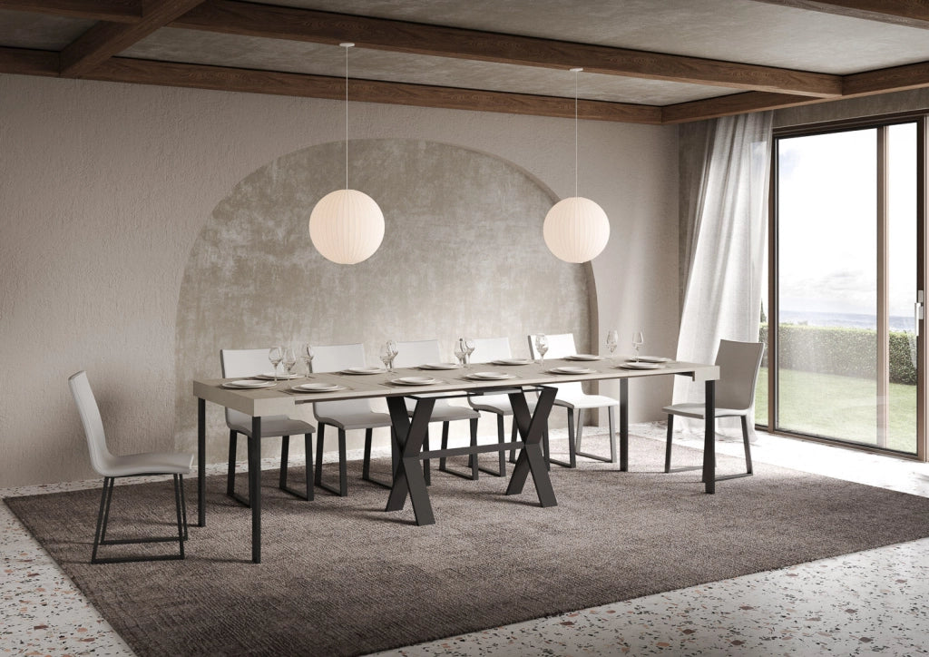 Consolle Allungabile 90-300x40x77 cm Xenia Cashmere Telaio Antracite