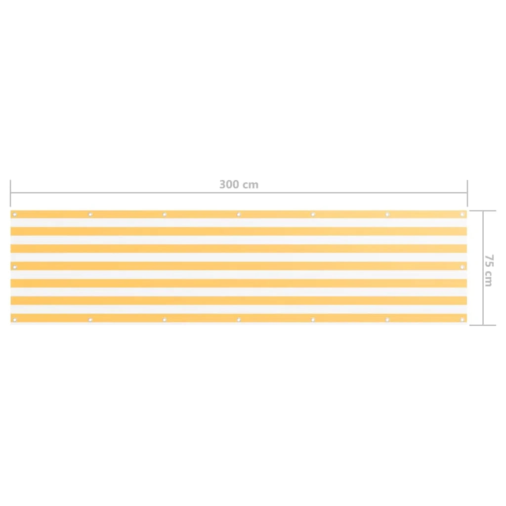 Paravento per balcone frangivista 75 x 300 cm tessuto Oxford bianco e giallo 02_0010078