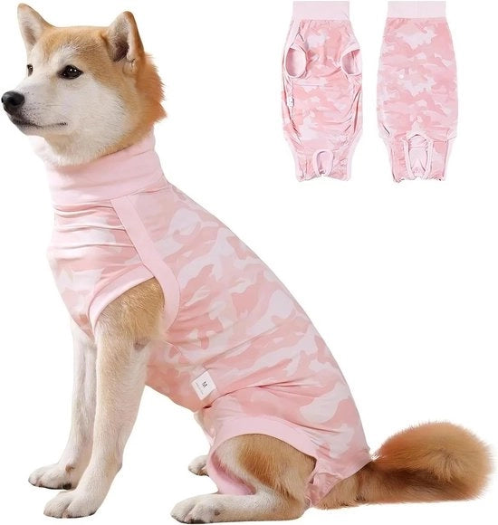 Abbigliamento per animali domestici - Cappotto per cuccioline - Respirante - Resistente all'urina, adatto al periodo di convalescenza dopo la sterilizzazione/castrazione, rosa, taglia L