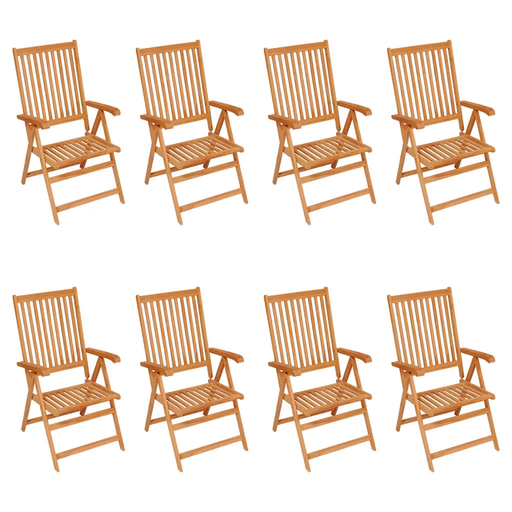 Sedie Reclinabili da Giardino con Cuscini 8 pz Massello di Teak 3072554