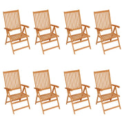 Sedie Reclinabili da Giardino con Cuscini 8 pz Massello di Teak 3072554