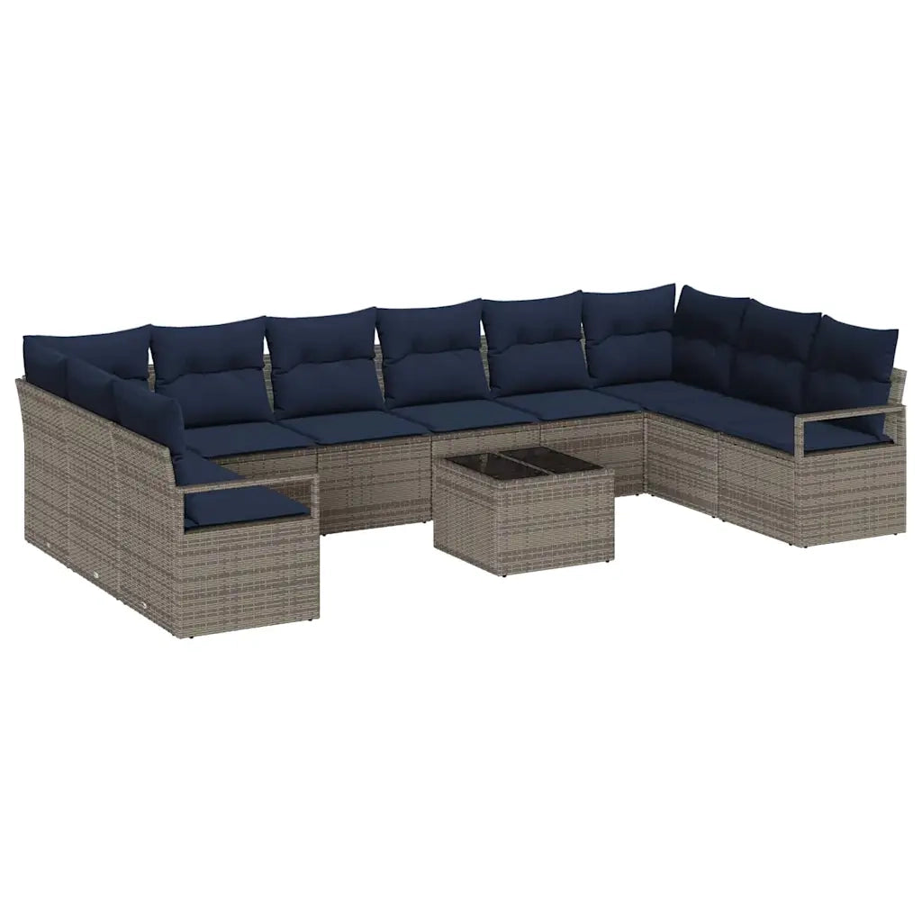 Set di divani con cuscino 11 pcs Grigio polyrattan