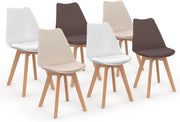 Set di 6 sedie scandinave SARA, mix di colori tortora, beige e bianco