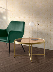 Marissa - Tavolino (70 x 70 x 40h) in vetro temperato ottone