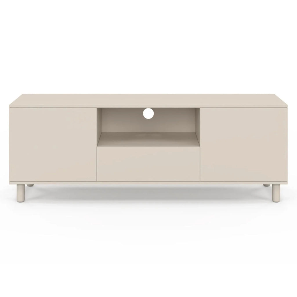 IDMarket - Porta TV BERTILLE 140 cm con 3 ante in legno beige