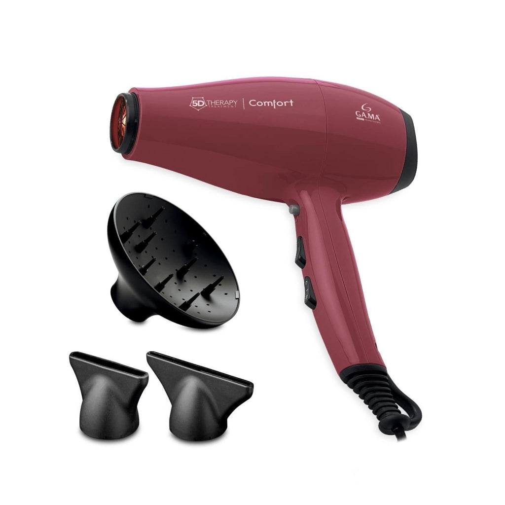 Ga.ma GH0501 Comfort Halogen 5D Asciugacapelli 2200 W Tecnologia Alogena Ozono Ion 2 velocita' 3 temperature diffusore incluso colore Rosso