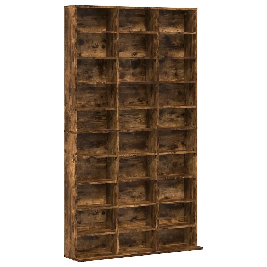 Mobile porta CD multifunzionale per soggiorno 102 x 23 x 177 cm legno composito finitura rovere affumicato 02_0048132