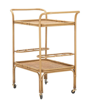 Carrello Panama 2 Ripiani 83x46x87,5 cm in Rattan