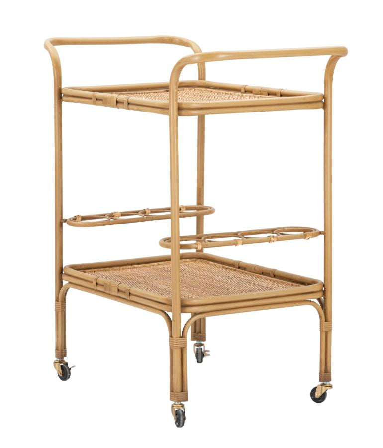 Carrello Panama 2 Ripiani 83x46x87,5 cm in Rattan