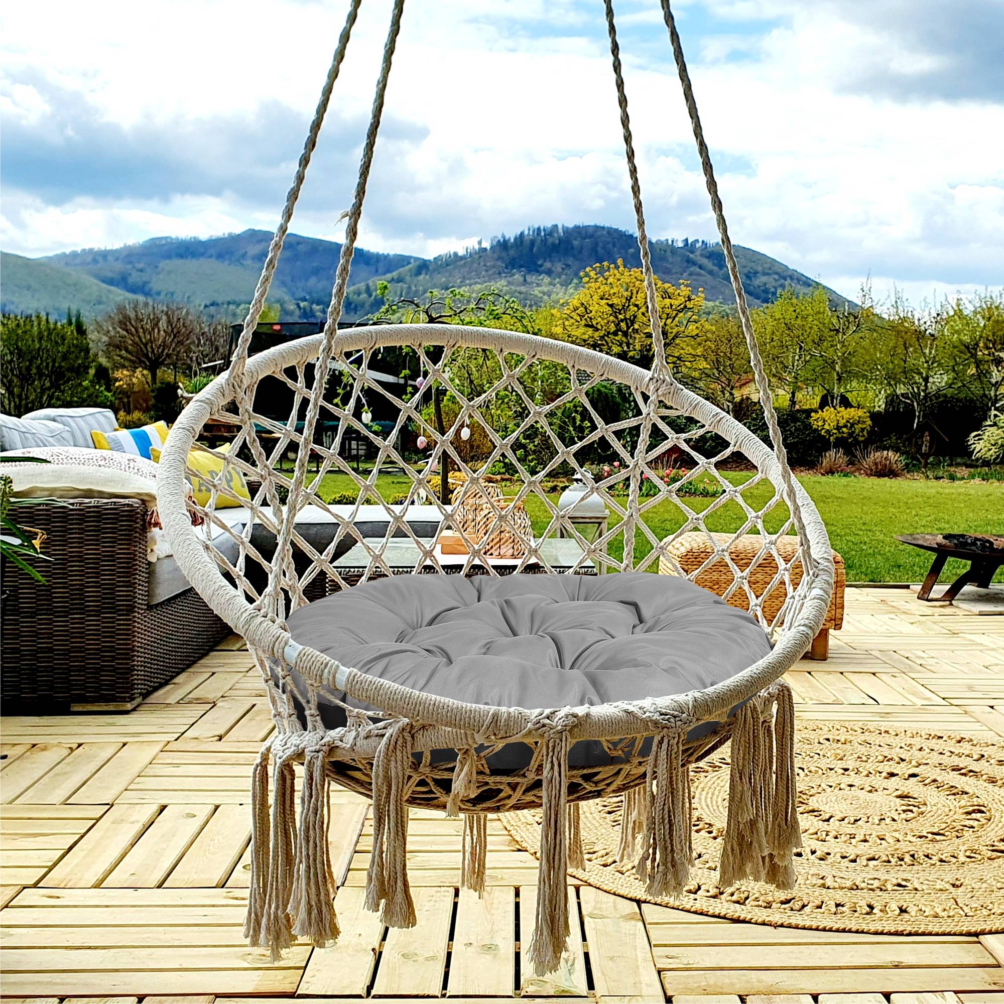 Cuscino da giardino AIO FACTORY 110 cm impermeabile grigio scuro per sedia sospesa