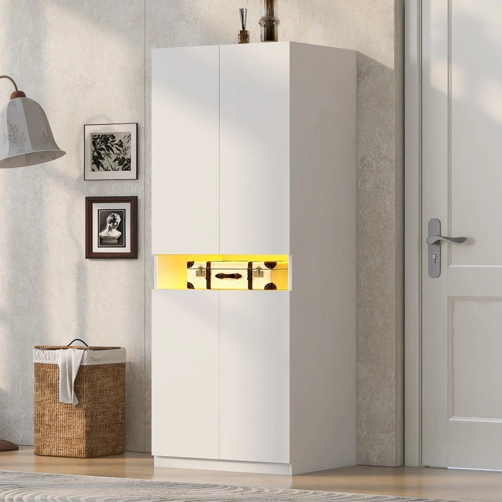Armadio singolo con appendiabiti e ripiani ¨C Minimal ¨C Bianco, legno, 70x55x180 cm