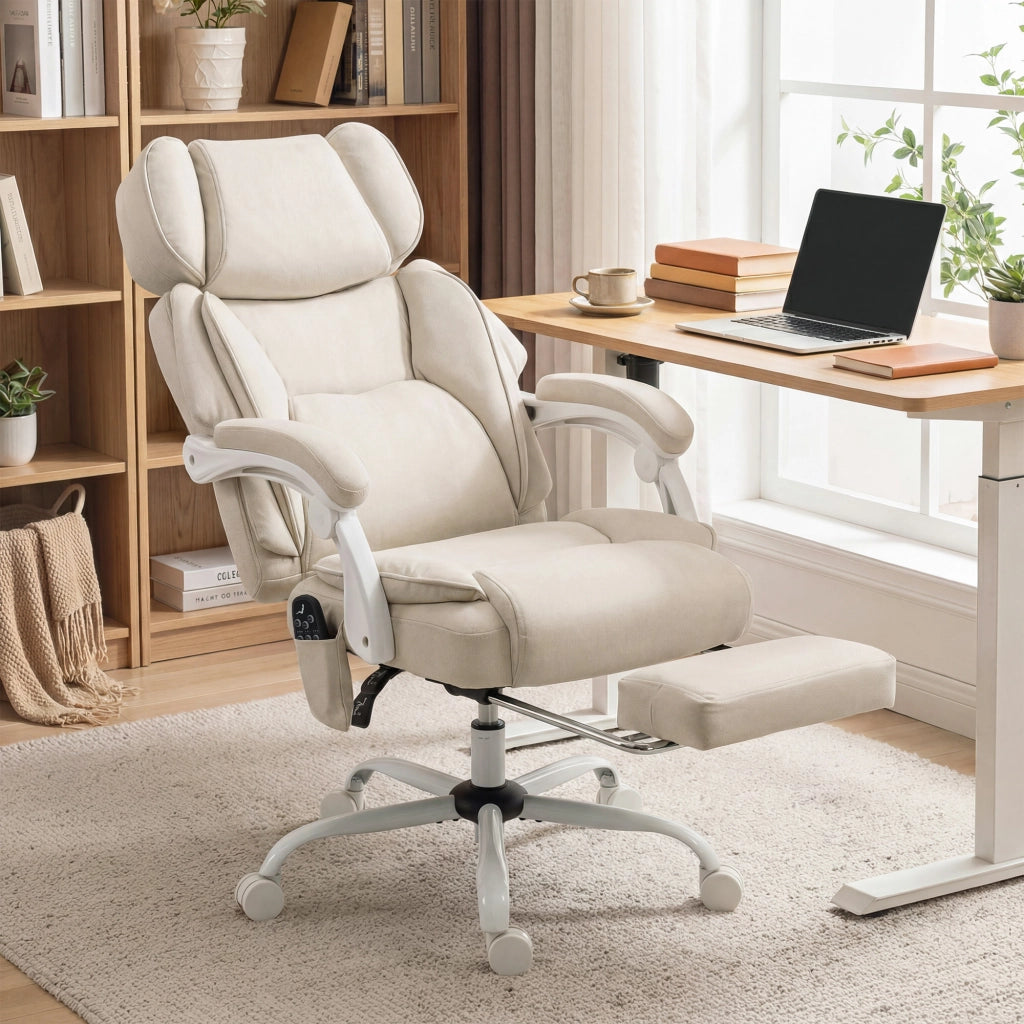 Sedia da Ufficio Reclinabile con Massaggio ¨C zephmum ¨C Grigio, Tessuto, Schienale Regolabile
