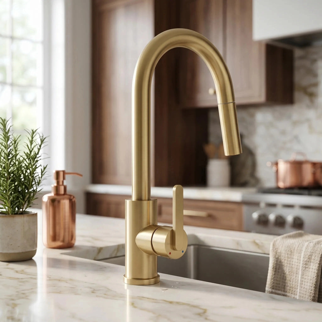 Rubinetto Da Cucina Rea Ontario Brush Gold