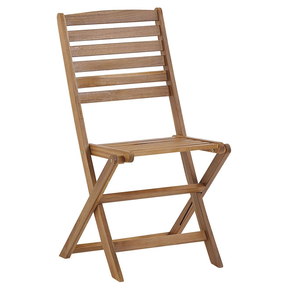 Set di 6 sedie da giardino in legno chiaro di acacia pieghevole con schienale a doghe per interni ed esterni