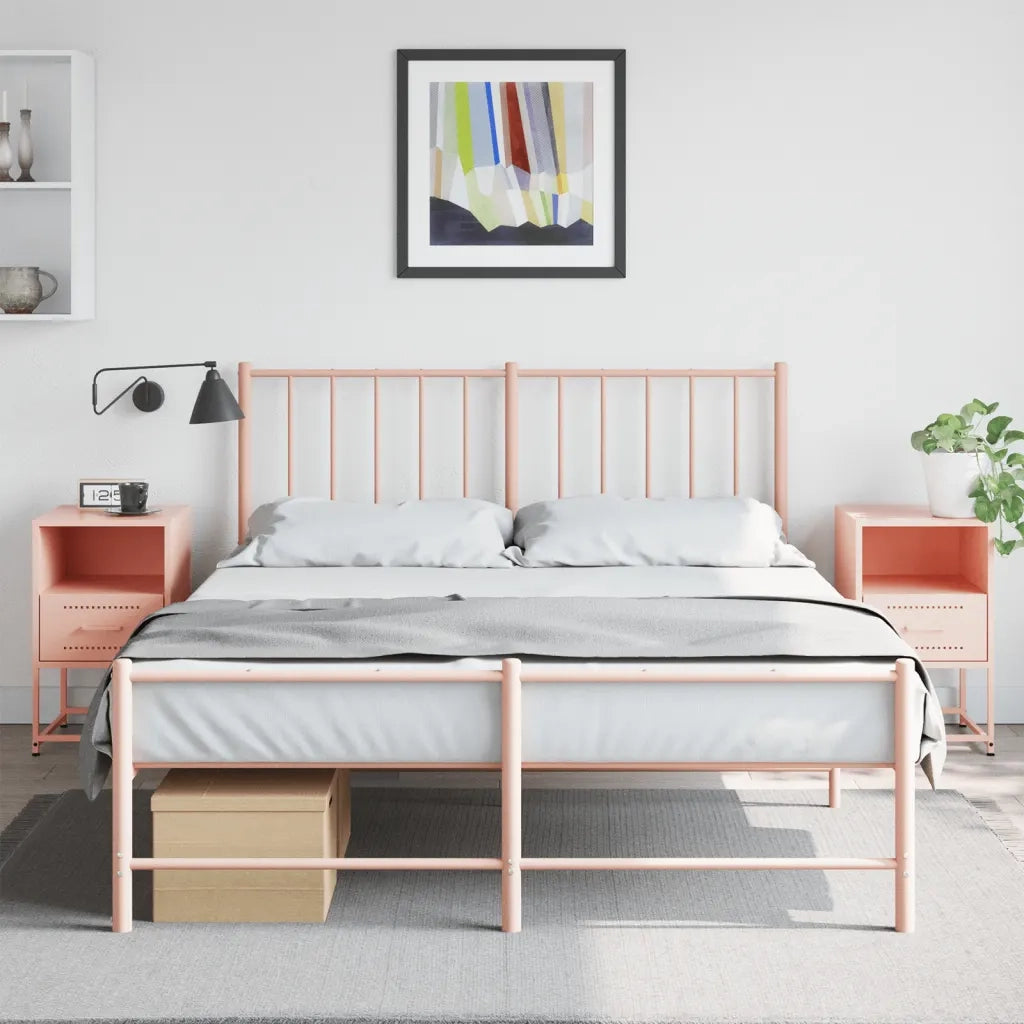Set di 2 Comodini | Armadio da Notte | Mobiletto da notte Rosa 36x39x60,5 cm in Acciaio