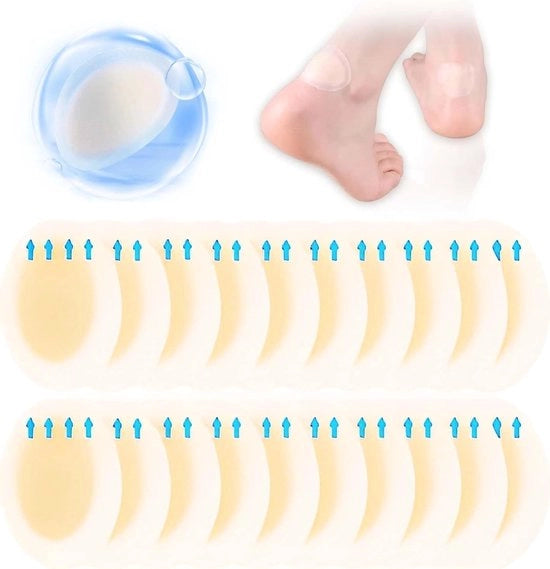 Bande di idrocolloide per piaghe - 20 pezzi - compressi gel per piaghe - cerotti sterili - nastri acqua-resistenti e trasparenti - idonei per piedi e dita - per la protezione della pelle - 5,5 * 3,7 cm