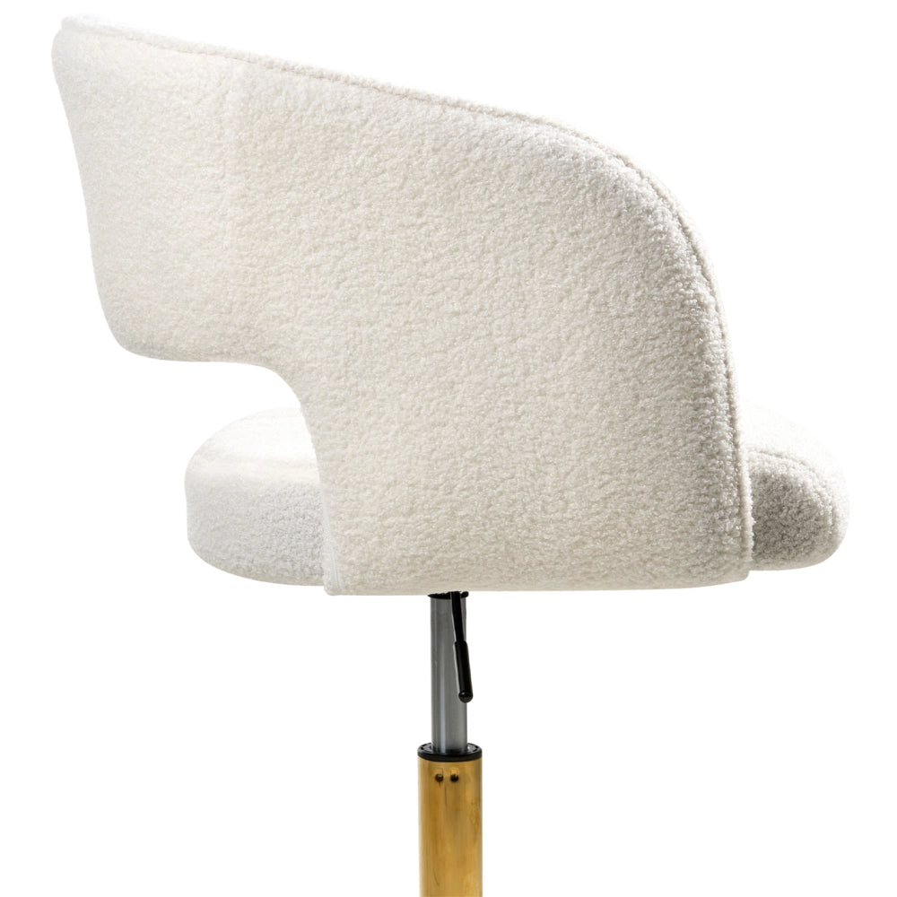 Moderna poltrona girevole da ufficio con braccioli e altezza regolabile Boucle bianco sporco