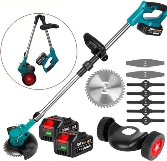 Motocuttrice elettrica - Trimmer - Trimmer elettrico - Trimmer da giardino - Senza fili - 2x batteria 18V