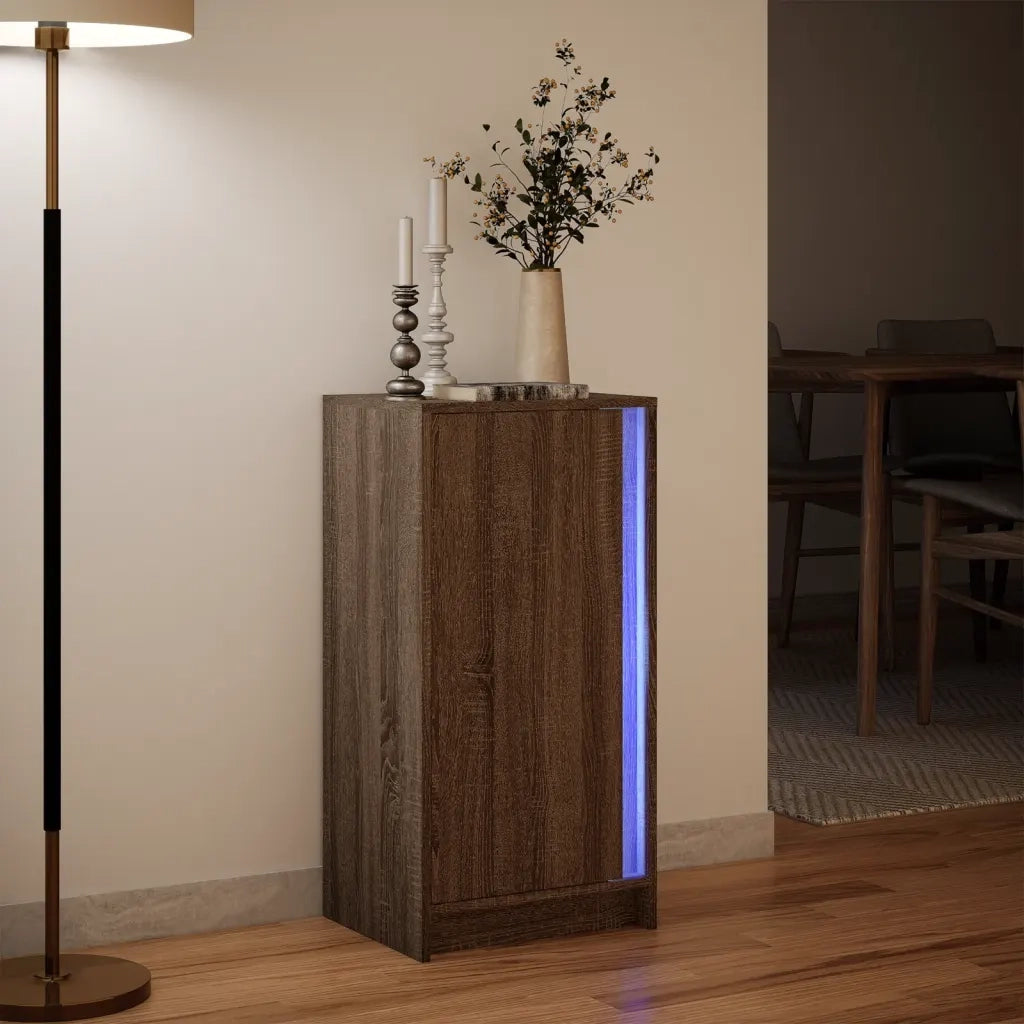 Credenza con LED-Buffet-Armadio da cucina Rovere Marrone 42,5x34x85 cm Legno Multistrato