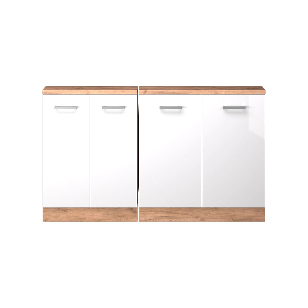 Set di mobili sottotetto Rion Bianco lucido/Rovere dorato Set di 2 Vicco