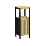 MOBILE DA BAGNO IN LEGNO CON ANTA E RIPIANO IN BAMBOO - COLORE NERO DIMENSIONI 32X30X91 CM