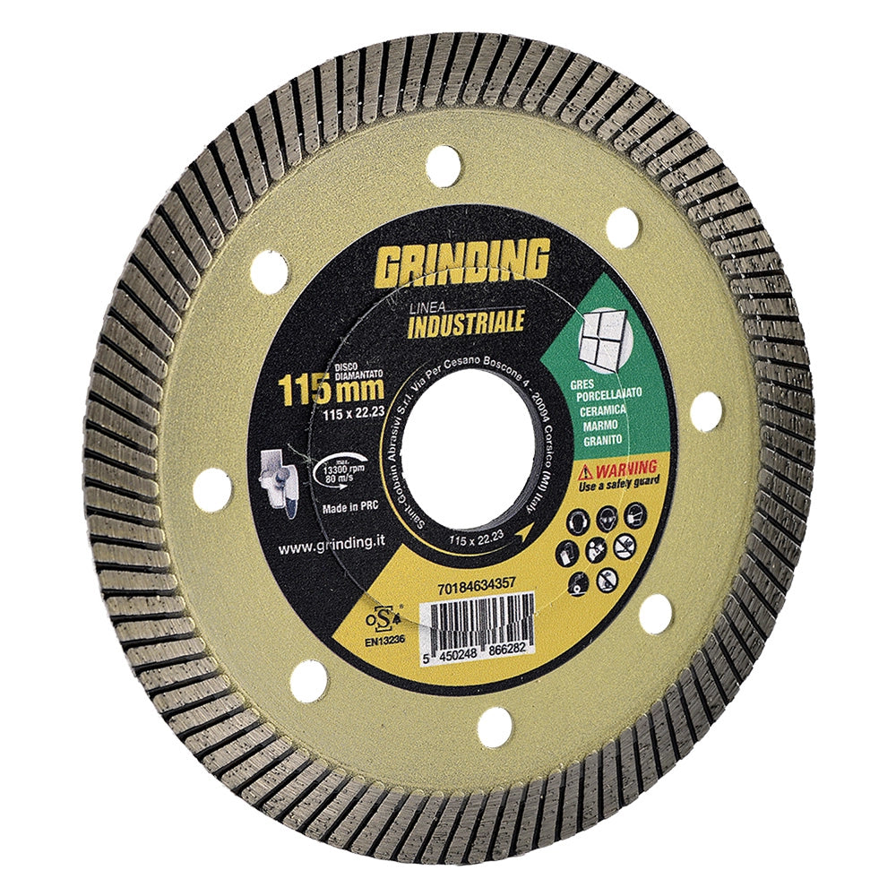 DISCO DIAMANTATO 'LINEA INDUSTRIALE' Ø 115 x 1,5 x F.22,23 - 'turbo gres'  - GRINDING