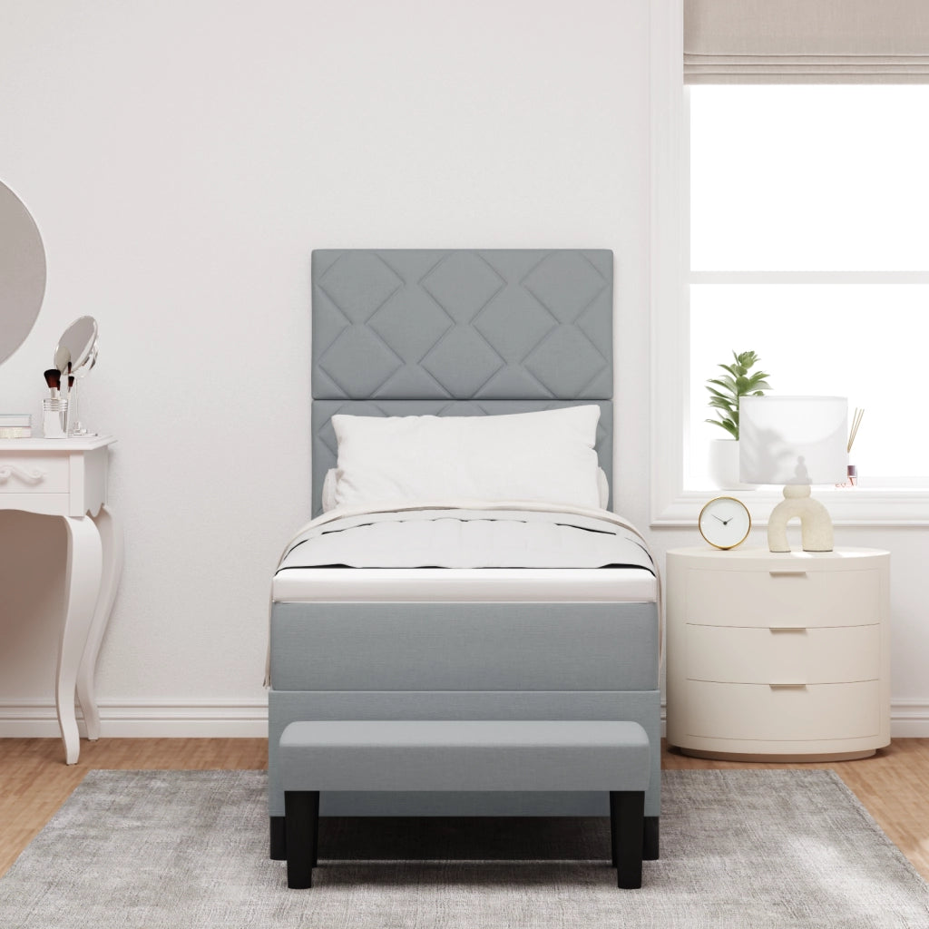 Letto a Molle con Materasso & Panchina Grigio Chiaro 80x200 cm Tessuto