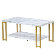 Tavolino da caffè a 2 ripiani 100 x 49,5 x 45 cm versatile contenitore design moderno MDF rivestito in PVC bianco 20_0019296