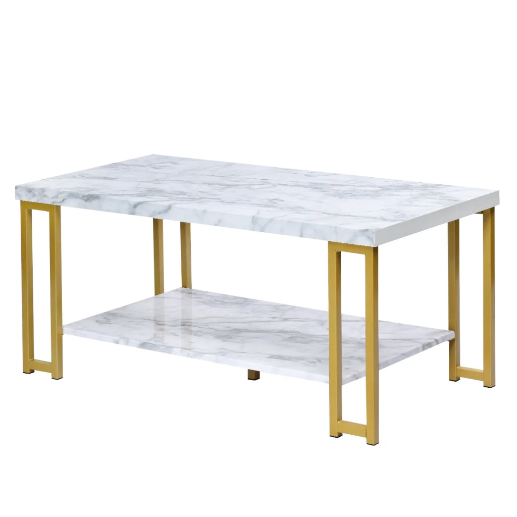 Tavolino da caffè a 2 ripiani 100 x 49,5 x 45 cm versatile contenitore design moderno MDF rivestito in PVC bianco 20_0019296