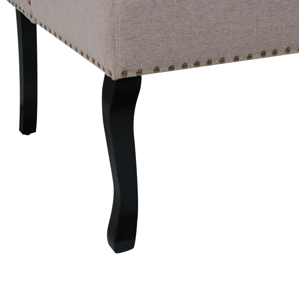 Divano da cucina a 2 posti con schienale in tessuto in poliestere marron chiaro con gambe nere stile vintage