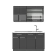 Cucina monoblocco Fame-Line Antracite lucido/Antracite 140 cm, PL Marmo Vicco