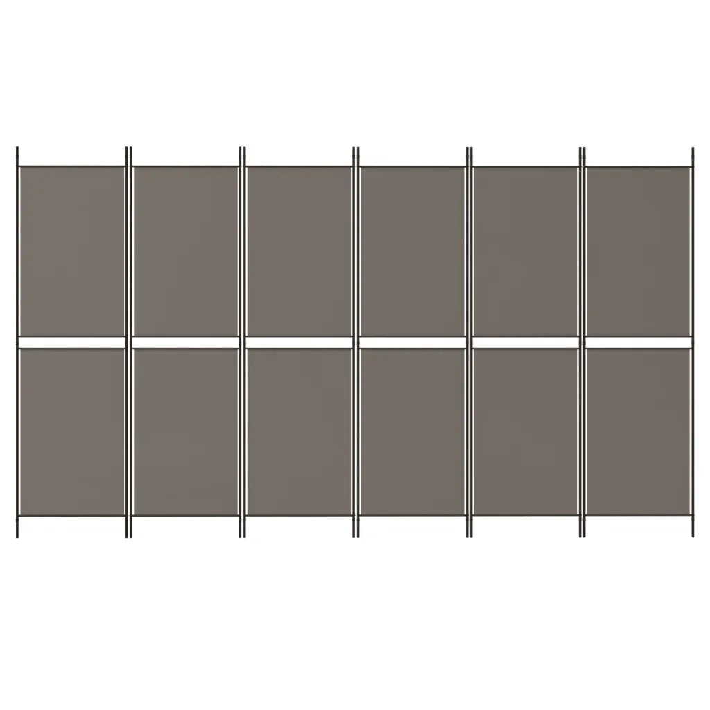 Divisorio Ambienti | Divider per stanze | Paravento a 6 Pannelli Antracite 300x220 cm Tessuto