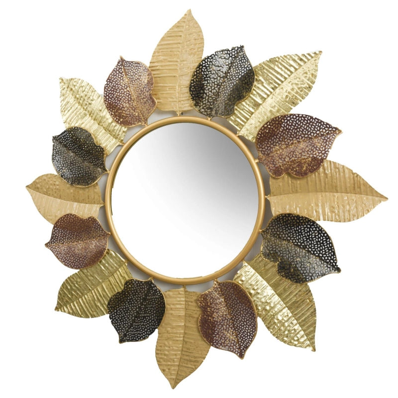 Specchio metallo foglie oro cm 76,2x5,1x76,8