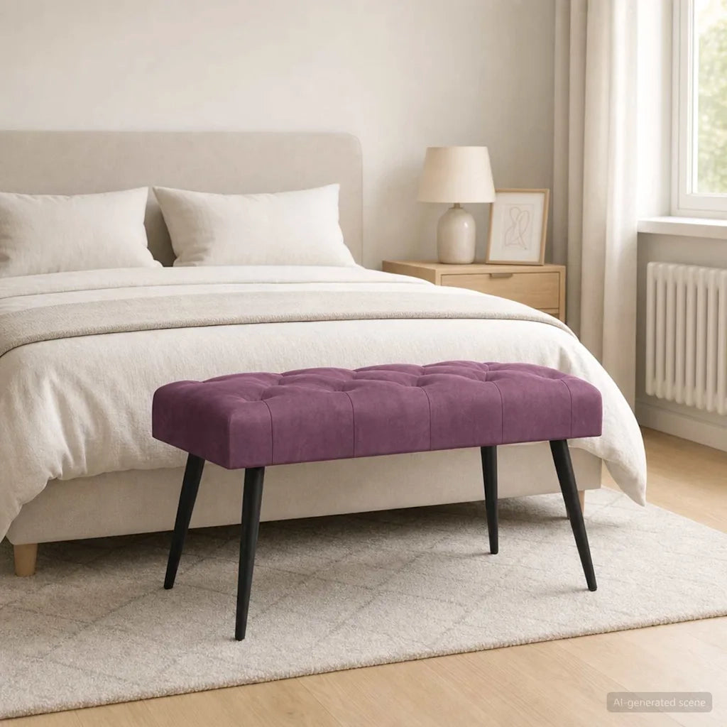 Panchina con bottoni imbottiti Viola 80 x 40 x 46 cm Velluto 42038570
