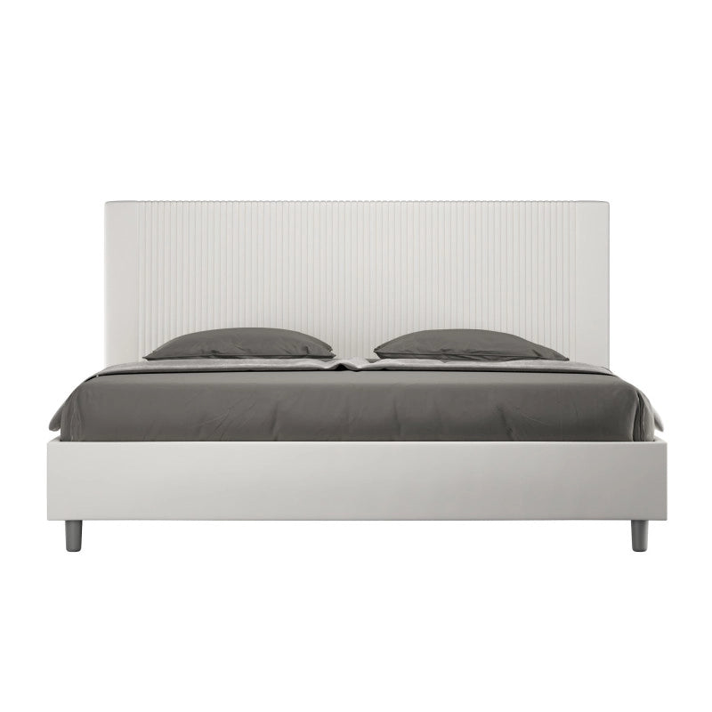 Letto imbottito Matrimoniale 180x200 cm Goya - Bianco,Similpelle,Contenitore