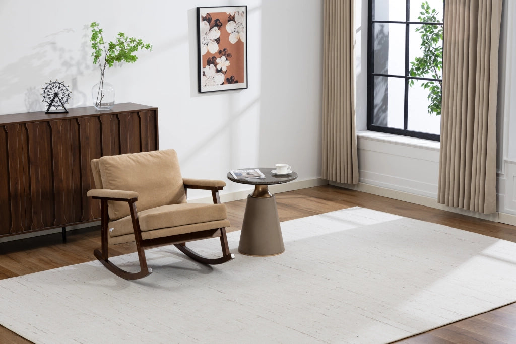 POLTRONA A DONDolo in velluto Light Brown stile mid-century