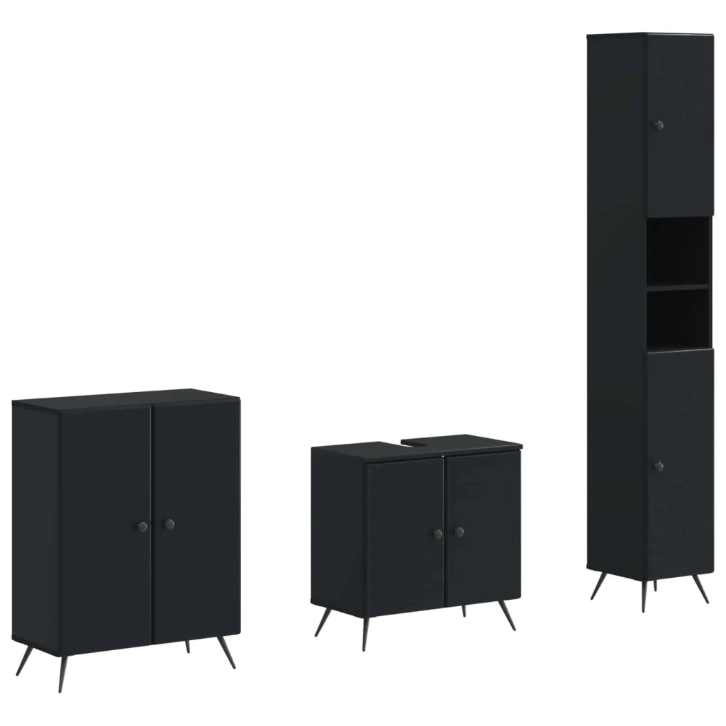 Set di armadietti da bagno in 3 pezzi BREDA Nero 3417478