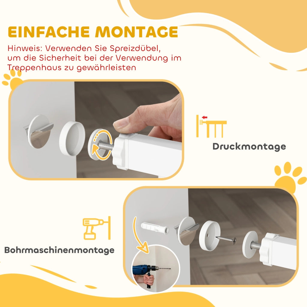 Cancello di sicurezza per scale a pressione con chiusura automatica ¨C Zephmum ¨C 76-102x76 cm Bianco