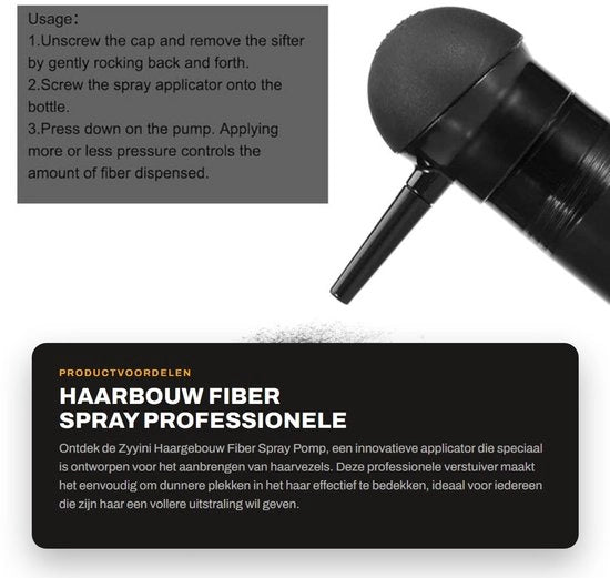 Applicatore di fibre capillari professionale a spruzzo - flacone spray a poeder - atomizzatore per capelli - applicazione precisa - nero - leggero in ABS - spray per capelli