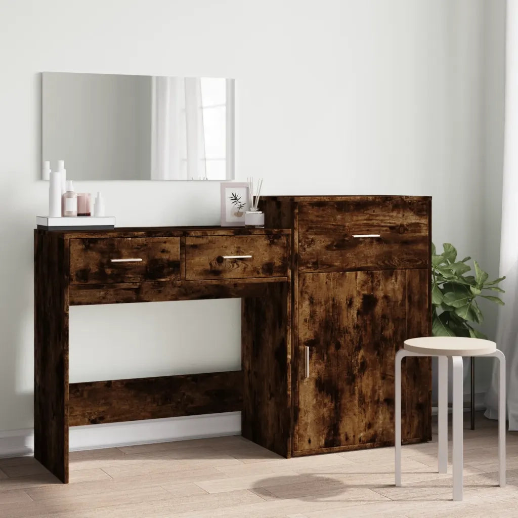 Set da Toeletta 3 pz Rovere Fumo in Legno Multistrato 3276522