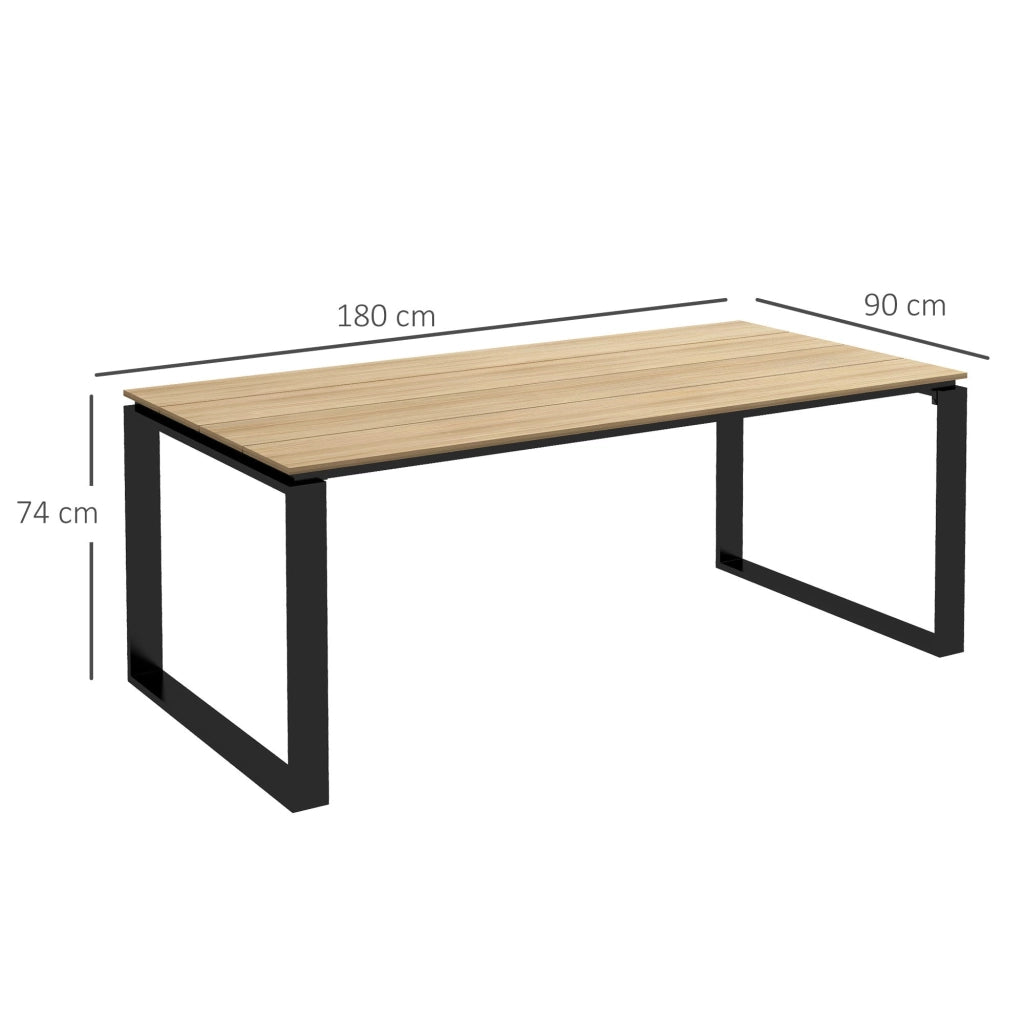 Tavolo da Giardino Rettangolare per 6-8 Persone 180x90x74cm in Alluminio con Piano a Doghe Quercia