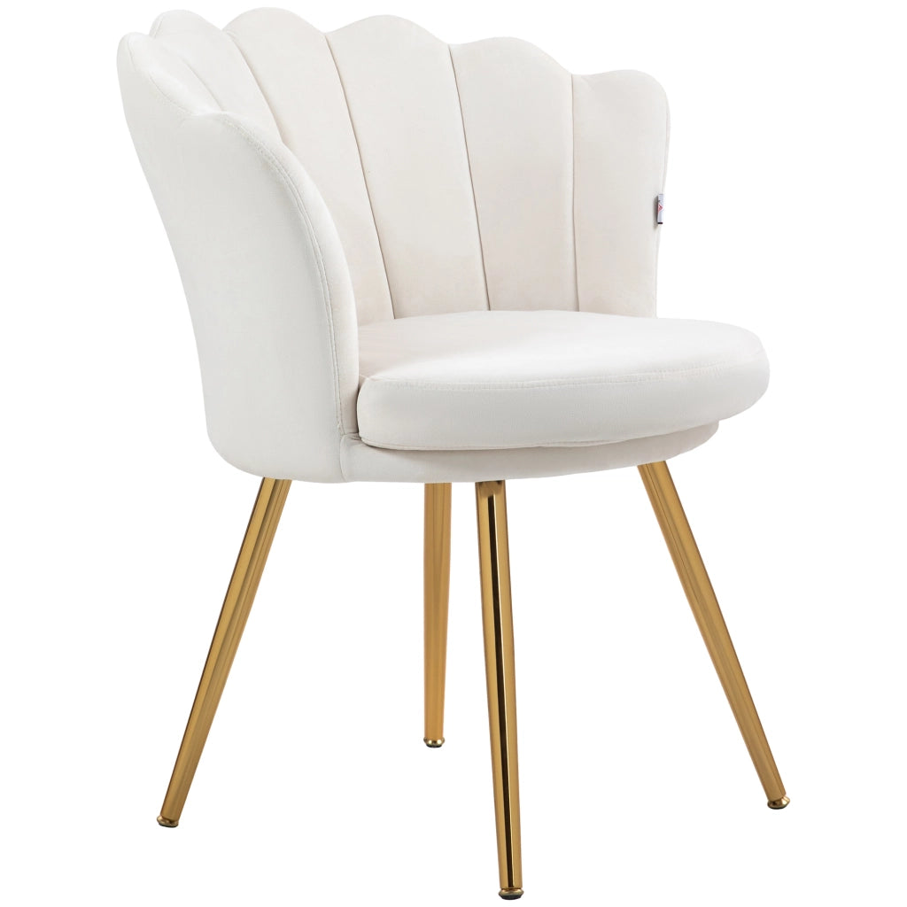 Poltrona in velluto con gambe metallo dorato ¨C Zephmum ¨C Crema
