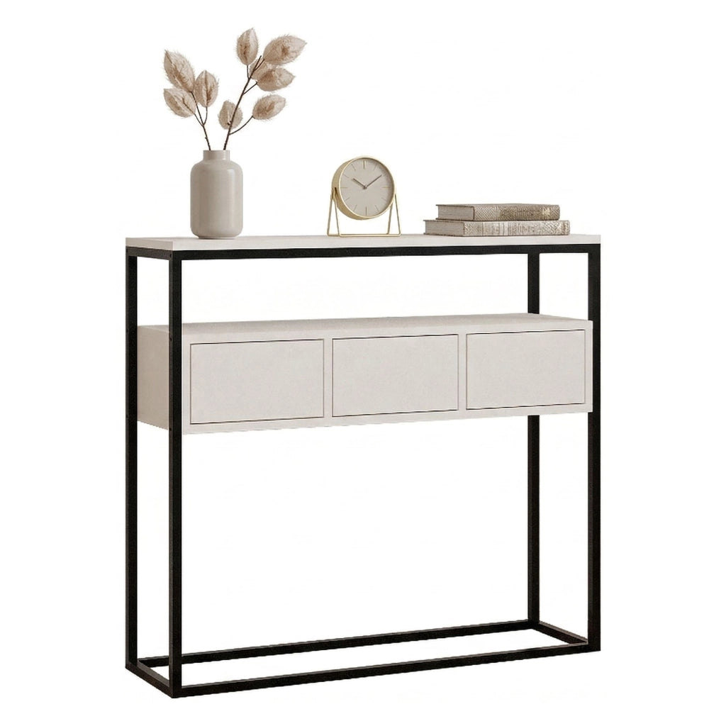 Pianfei, Consolle un Ripiano, 100x29x90h cm Bianco