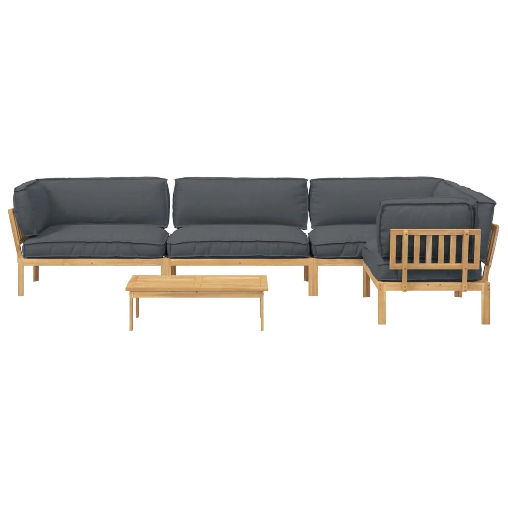 Set di divani 5 pcs Antracite Legno di Acacia Massello