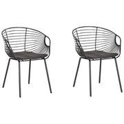 Set di 2 sedie da pranzo in filo di metallo Nero design ecopelle cuscino sedile Nero industriale moderno