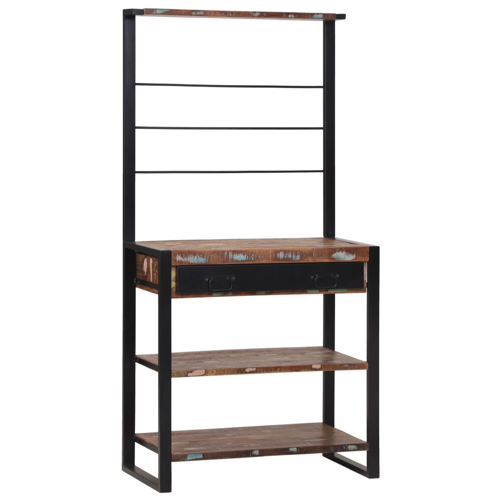 Scaffale da Cucina Multicolore 80x40x160 cm Legno Massello Recuperato