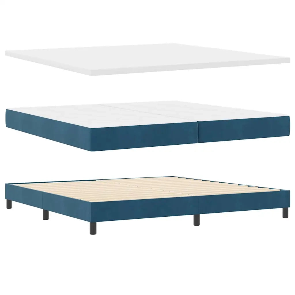 Letto a molle con materasso Blu Scuro 200 x 200 cm Poliestere