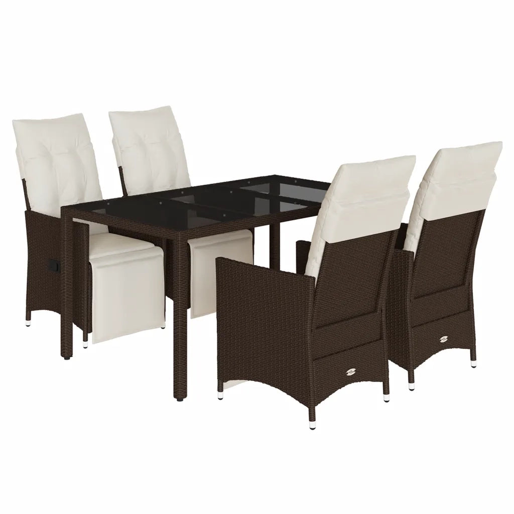 Set Bistrò da Giardino 5 pz con Cuscini in Polyrattan Marrone 3276917