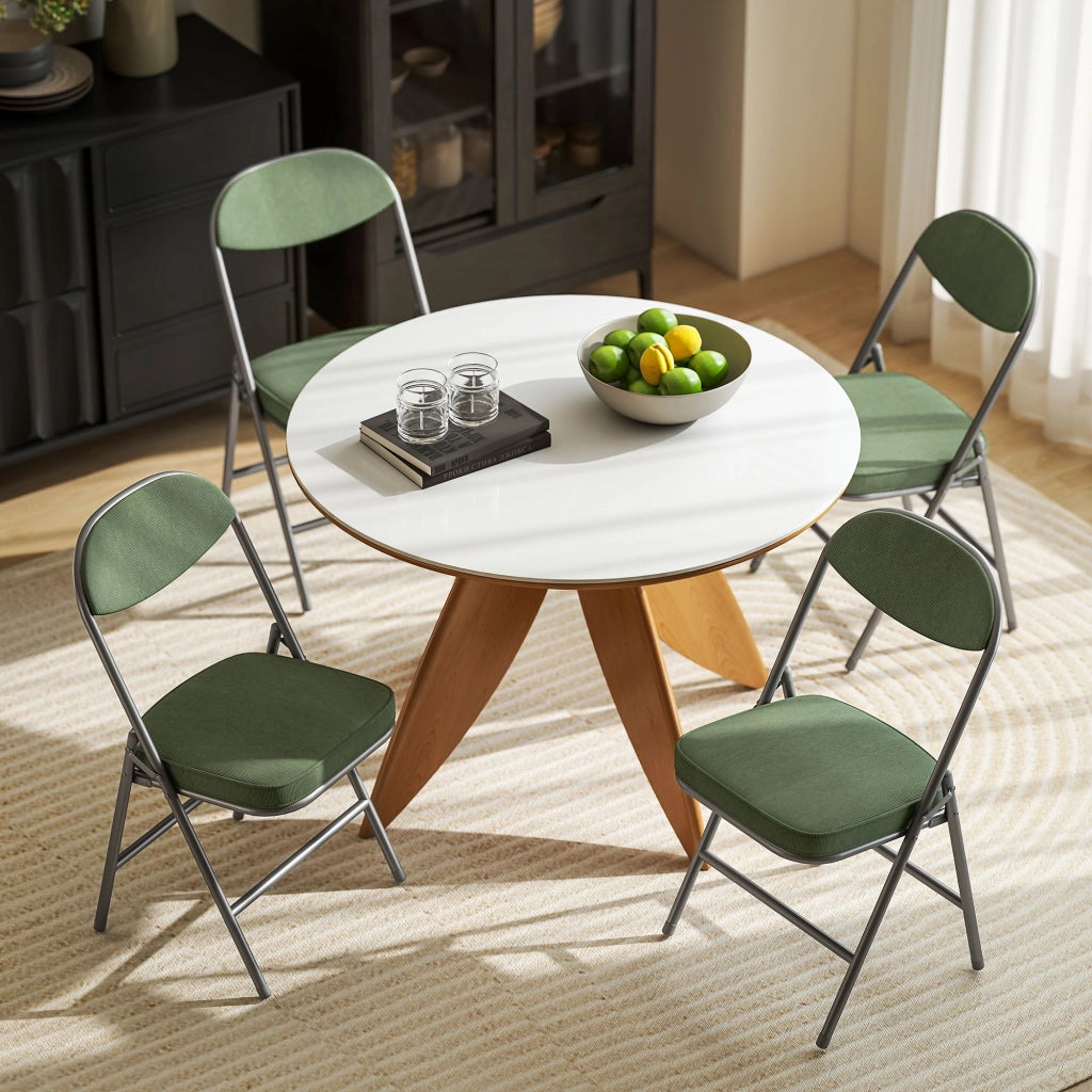 Sedie da Pranzo Pieghevoli Imbottite ¨C Zephmum ¨C Verde, Velluto