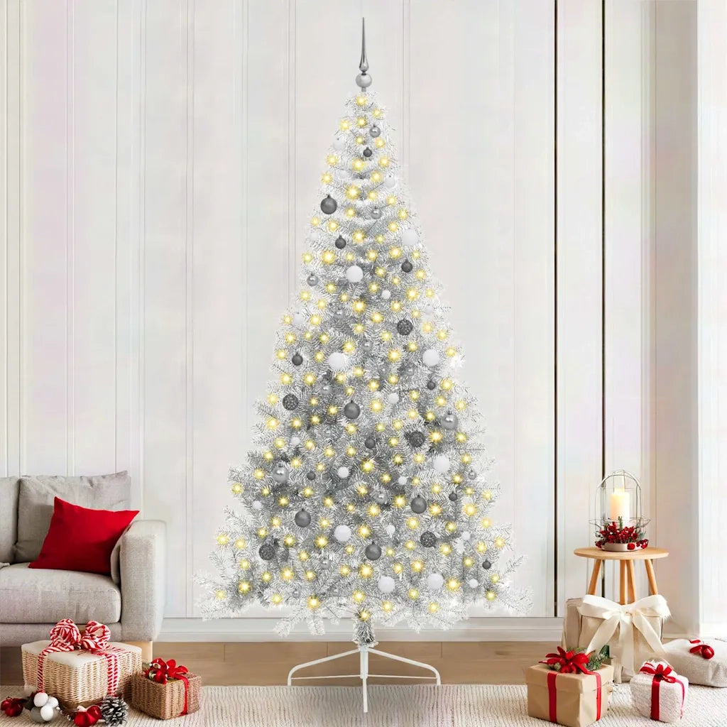 Albero di Natale artificiale con luci integrate Argento 240 cm 3397231